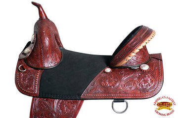 HILASON Western Horse Treeless Trail Barrel Saddle American Leather | for Horses